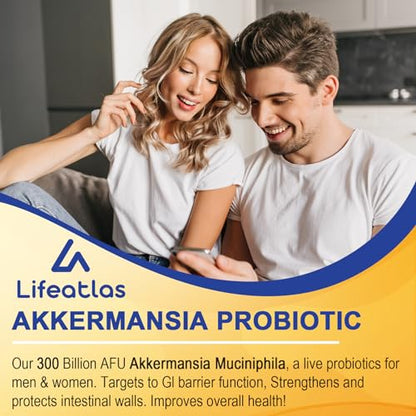 300 Billion AFU Akkermansia Muciniphila - Live Akkermansia Probiotics for Women & Men LifeatlasBuy Supplements Australia