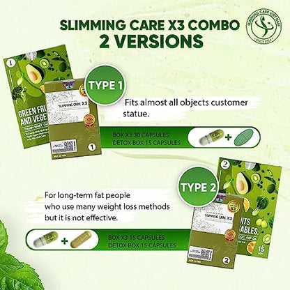 Slimming Care Newest Version X3 Type 1 Diet for Everyone (30pills/Box) + Free Vegetable Heath SecretBuy Supplements Australia