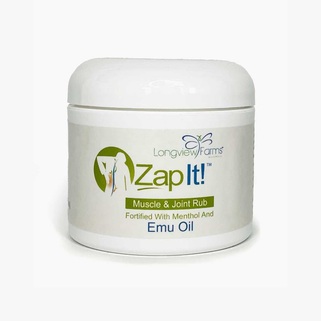 Longview Farms® Zap It! Muscle and Joint Therapy Cream– Fast-Absorbing Full Body Formula for Neck, Back, Legs, and feet and Knee Muscle Aches, Joint Discomfort, with Emu Oil(4 oz. Jar) Longview FarmsBuy Supplements Australia