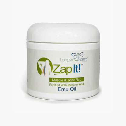 Longview Farms® Zap It! Muscle and Joint Therapy Cream– Fast-Absorbing Full Body Formula for Neck, Back, Legs, and feet and Knee Muscle Aches, Joint Discomfort, with Emu Oil(4 oz. Jar) Longview FarmsBuy Supplements Australia