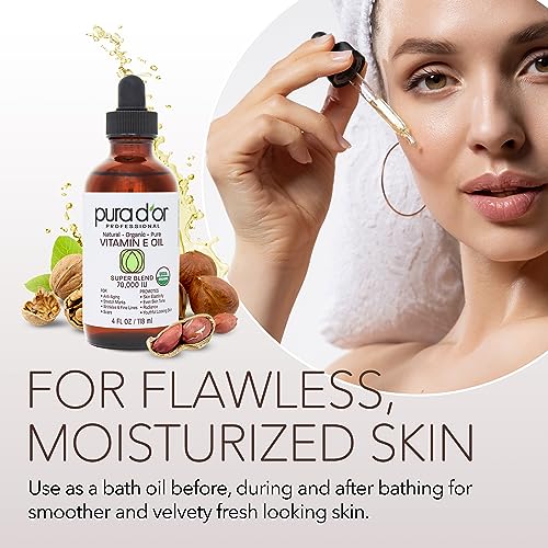 PURA D'OR 4 Oz ORGANIC Vitamin E Oil Blend 70,000 IU - 100% Natural Hexane Free, Sweet Almond PURA D'ORBuy Supplements Australia
