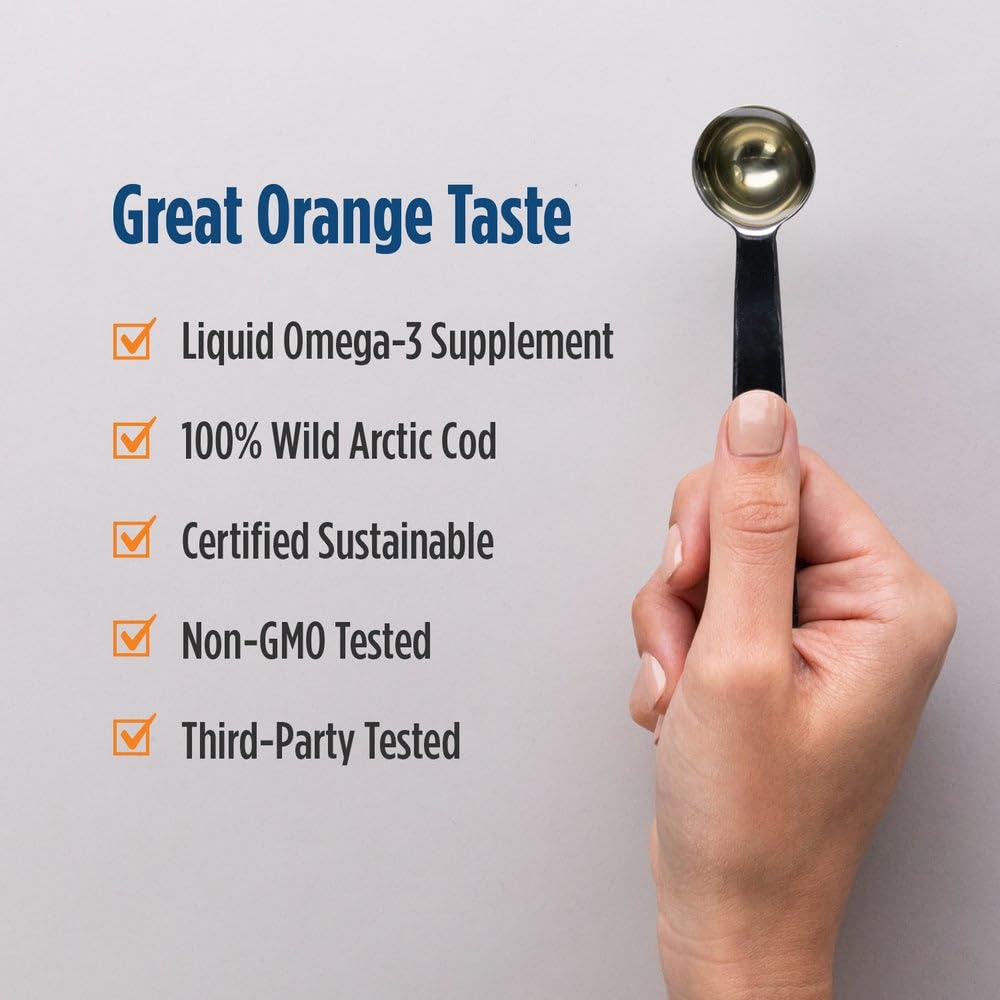 Nordic Naturals Arctic Cod Liver Oil, Orange - 16 oz - 1060 mg Total Omega-3s with EPA & DHA - Heart & Brain Health, Healthy Immunity, Overall Wellness - Non-GMO - 96 Servings Nordic NaturalsBuy Supplements Australia