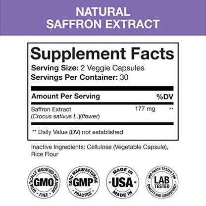 Nutra Simple Saffron Supplements 177mg, Pure Saffron Extract, Made in USA, Natural Nutra SimpleBuy Supplements Australia
