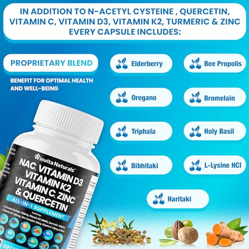NAC Supplement N-Acetyl Cysteine 1000mg Vitamin C Vitamin D3 K2, Zinc, Turmeric Curcumin Winvita NaturalsBuy Supplements Australia