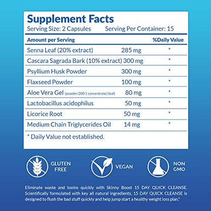 SkinnyBoost Fat Burn & 15 Day Quick Cleanse KIT-Vegan Capsules, Easy to Use: Detox SkinnyBoostBuy Supplements Australia
