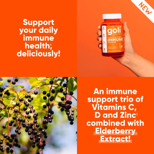 Goli Immune Vitamin Gummy - 60 Count - Elderberry, Vitamin C, D & Zinc, Vegan, Non-GMO GoliBuy Supplements Australia