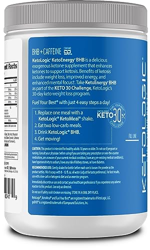 KetoLogic BHB KetoEnergy Exogenous Ketones Powder with Caffeine | Raspberry Lemonade KetologicBuy Supplements Australia