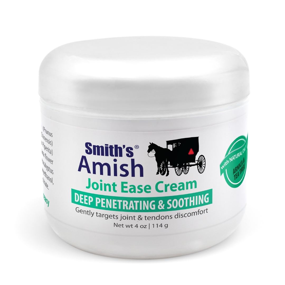 Smith’s Amish Joint Ease Cream 4 oz jar. Soothing and Cooling, with Botanicals of Arnica, Peppermint, Tea Tree, Rosemary and Eucalyptus Smith AmishBuy Supplements Australia