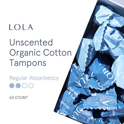 LOLA Organic Cotton Tampons, 60 Count - Tampons Regular, Period Feminine Hygiene Products LOLABuy Supplements Australia