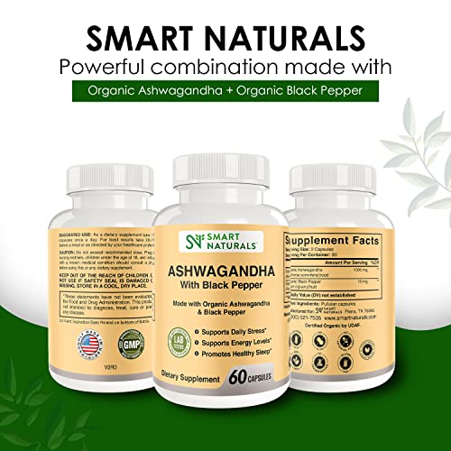 Smart Naturals Organic Ashwagandha with Black Pepper Herbal Supplements, Relieves Smart NaturalsBuy Supplements Australia