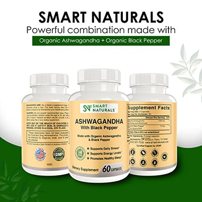 Smart Naturals Organic Ashwagandha with Black Pepper Herbal Supplements, Relieves Smart NaturalsBuy Supplements Australia