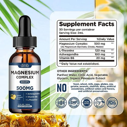 Triple Magnesium Complex Supplement-Magnesium Glycinate, Citrate, Malate Liquid Drops dilibBuy Supplements Australia