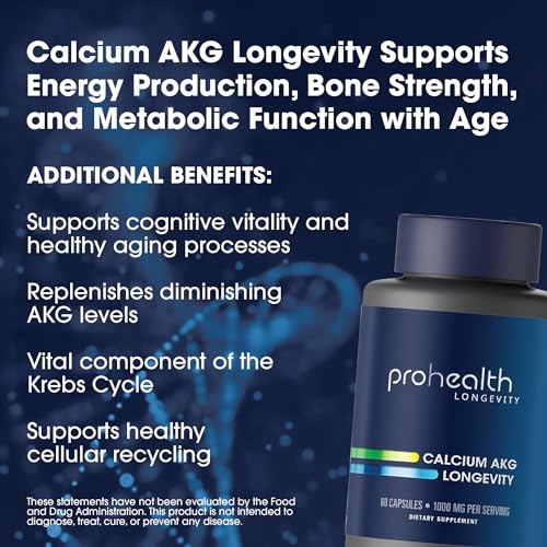 ProHealth Calcium AKG Longevity (Alpha Ketoglutarate) (1,000 mg per 2 Capsule Serving ProHealthBuy Supplements Australia