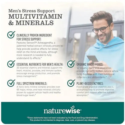 NatureWise Multivitamin for Men + Stress Support + Fulvic Ionic Minerals + Probiotics for Immunity, Male Health NatureWiseBuy Supplements Australia