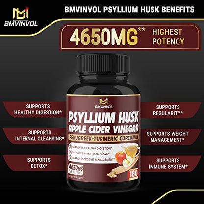 BMVINVOL Psyllium Husk Fiber Supplement 4650mg - Apple Cider Vinegar, Fenugreek BMVINVOLBuy Supplements Australia