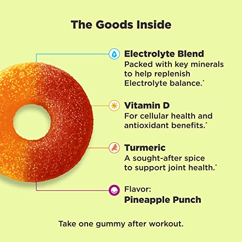 OLLY Post-Game Recover Workout Gummy Rings, Vitamin D, Turmeric, Electrolytes, Pineapple OLLYBuy Supplements Australia