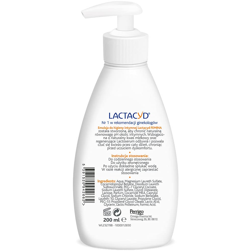 Lactacyd Femina Emulsion for Intimate Hygiene 200 ml LactacydBuy Supplements Australia