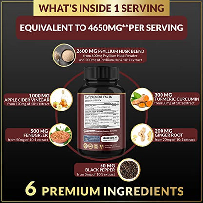 BMVINVOL Psyllium Husk Fiber Supplement 4650mg - Apple Cider Vinegar, Fenugreek BMVINVOLBuy Supplements Australia