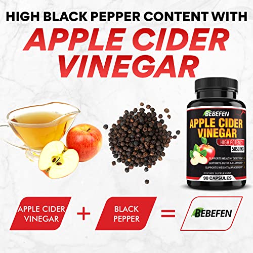 Apple Cider Vinegar Capsules - 5050mg Formula Pills with Black Pepper Extract BEBEFENBuy Supplements Australia
