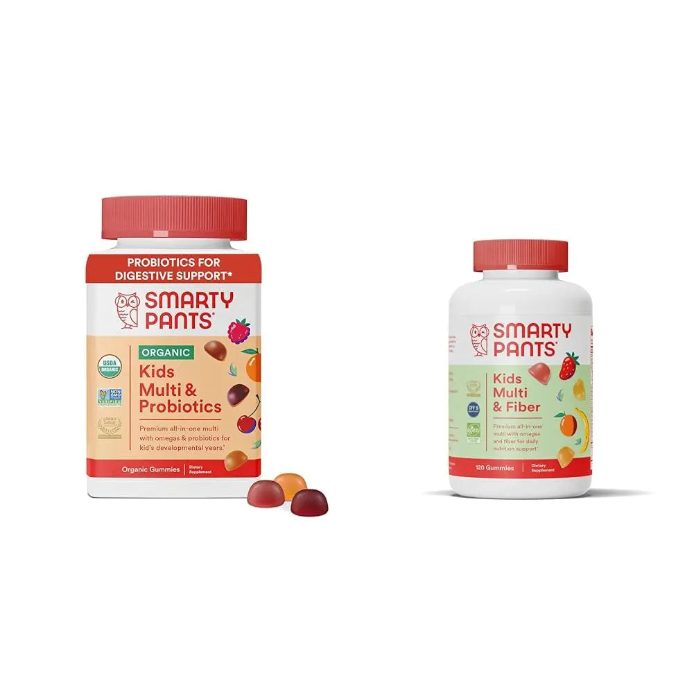 SmartyPants Organic Kids Multivitamin Gummies: Probiotics, Omega 3 (ALA) & Kids Multivitamin Gummies and Fiber Supplement: Omega 3 Fish Oil (EPA/DHA), Vitamin D3, C, Vitamin B12 SmartyPantsBuy Supplements Australia