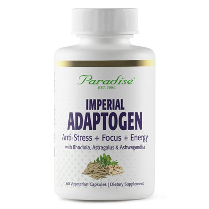 Paradise Herbs, Imperial Adaptogens, with Ashwagandha, Astragalus, Rhodiola, Proprietary Adaptogen Blend for Stress Support, Focus & Energy, 60 Vegetarian Capsules Paradise HerbsBuy Supplements Australia