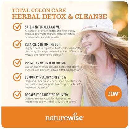 NatureWise Herbal Detox Cleanse Laxative Supplements | Natural Colon Cleanser Herb & Fiber Blend NatureWiseBuy Supplements Australia