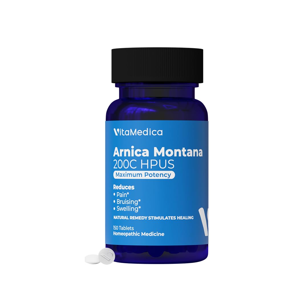 VitaMedica Arnica Montana 200C Rapid Dissolve Tablets for Natural Pain, Bruising, and Swelling Support - High Potency Homeopathic Medicine for Injury and Surgery Recovery - 150 Ct - 50 Servings VitaMedicaBuy Supplements Australia