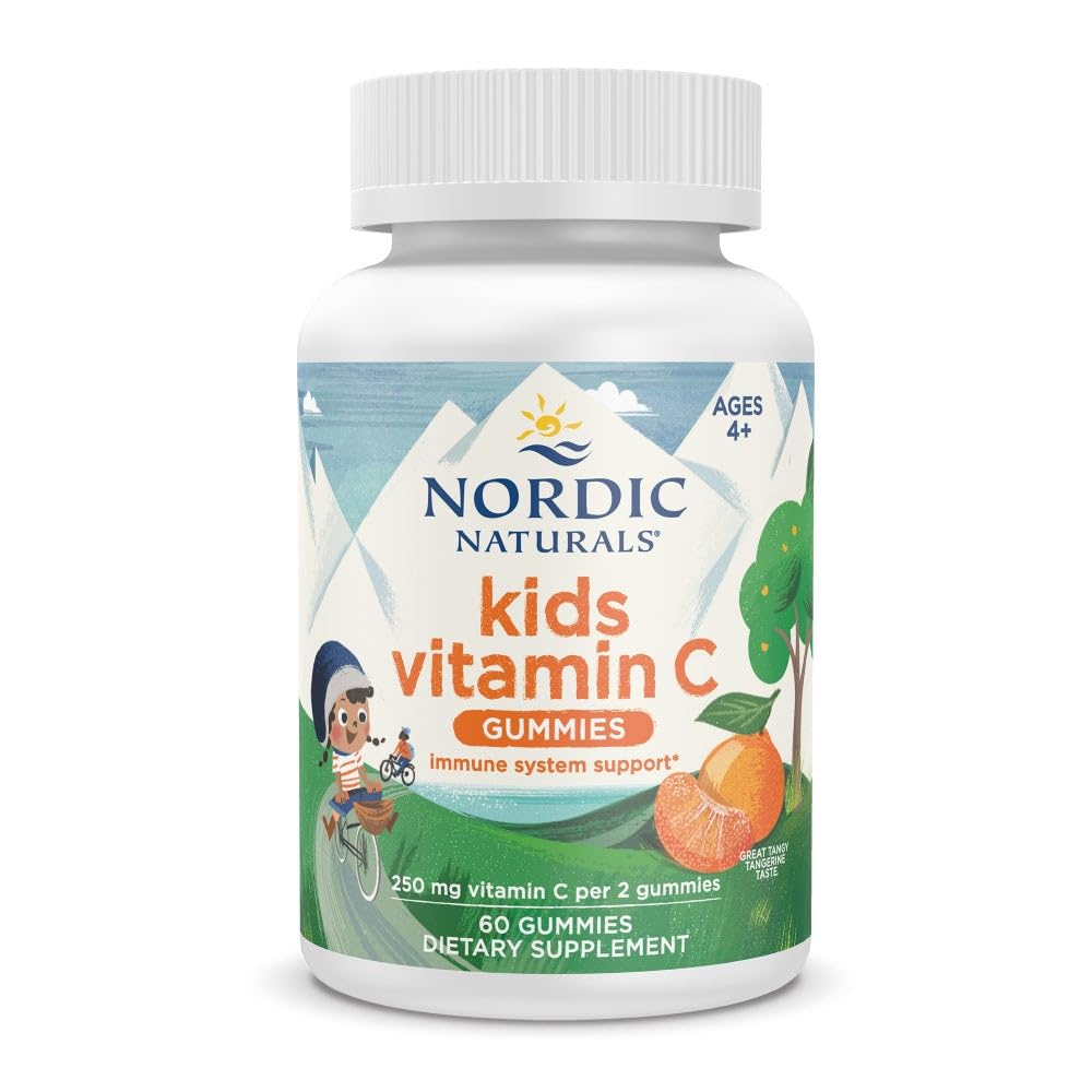 Nordic Naturals Kids Vitamin C Gummies - Tangy Tangerine - 60 Gummies - Vegan Vitamin C Supplement - Children’s Immunity and Antioxidant Support - 250 mg per Serving - 30 Servings Nordic NaturalsBuy Supplements Australia