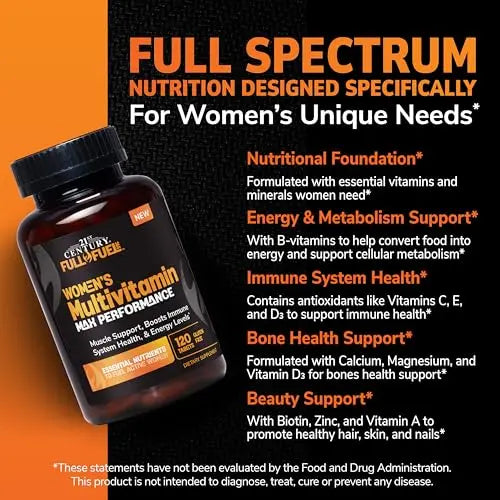 21st Century Full Fuel 365 Active Women’s Multivitamin, 120 Tablets, Daily Vitamins and Minerals for Energy, Muscle Support, Immune Health 21st Century