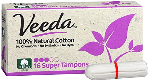 Veeda 100% Natural Cotton Applicator Free Tampons, 16 Count Super Absorbency unscented VeedaBuy Supplements Australia