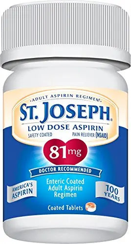 St. Joseph Aspirin Pain Reliever (NSAID) 81mg, Enteric Safety Coated, Adult Low Dose Regimen, 36 ct St. JosephBuy Supplements Australia