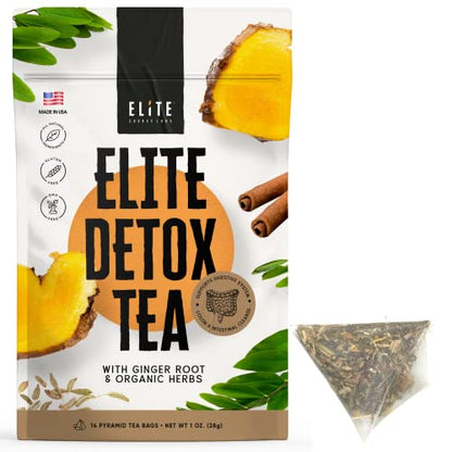 Elite Detox Tea: Natural Organic 7-Herbal Blend for Gentle Cleansing as Needed. Bloating Tea Elite Source LabsBuy Supplements Australia