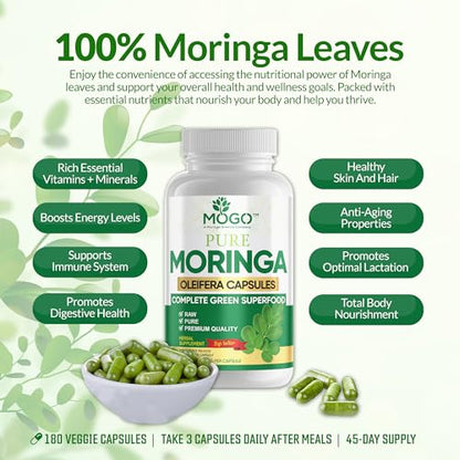 MOGO Moringa Oleifera Capsules | 100% Pure Single Origin Moringa Leaf Powder Supplement MOGOBuy Supplements Australia