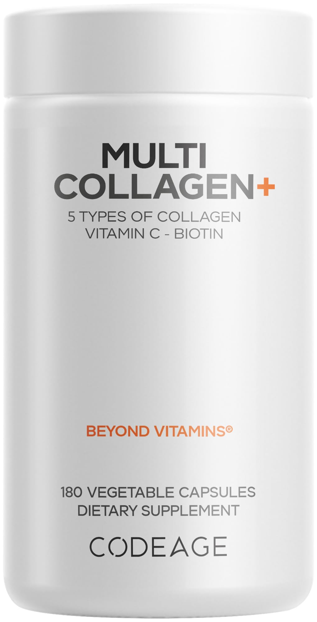 Codeage Multi Collagen+ Supplement with Vitamin C, Biotin 5000 mcg, Hyaluronic Acid, Amla Berry, BioPerine - 5 Types of Collagen Grass-Fed, Pasture-Raised - 2-Month Supply - Non-GMO - 180 Capsules CodeageBuy Supplements Australia