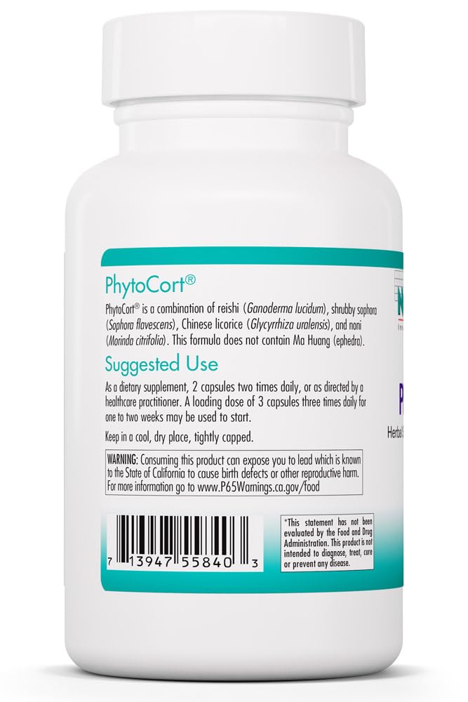 Nutricology PhytoCort Supplement - Respiratory Support, Lung Health, Lung Detox, Lung Cleanse, Healthy Breathing, Herbal Support, Reishi, Licorice, Noni, Vegetarian Capsules - 120 Count NutricologyBuy Supplements Australia