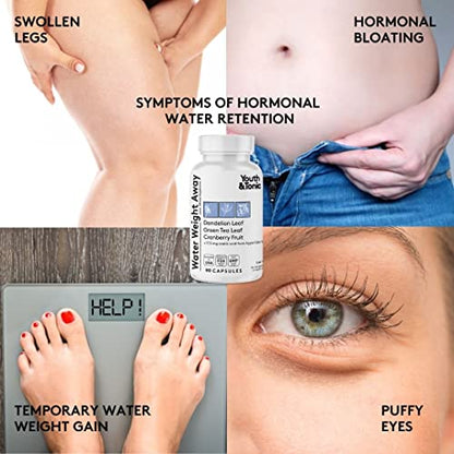 Youth & Tonic Natural Water Pills (90 Count) for Swelling Belly Bloating