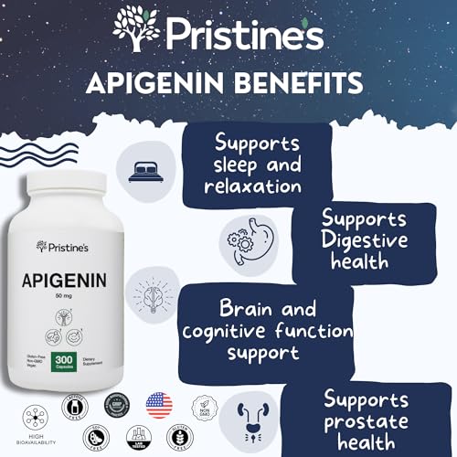 PRISTINE'S Apigenin Relaxation & Sleep Supplement Support - 50mg 300 Day Supply PRISTINE'SBuy Supplements Australia