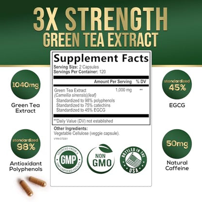 Nature's Green Tea Extract Pills 98% Standardized EGCG 1000mg - 3X Strength for Natural Nature's NutritionBuy Supplements Australia