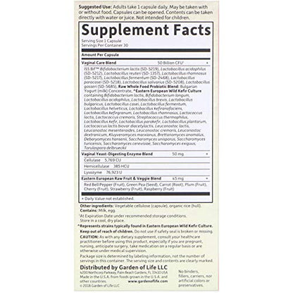 Raw Probiotics Vaginal Care, 30 Vegetarian Capsules - Garden of Life, promote yeast balance Garden of LifeBuy Supplements Australia