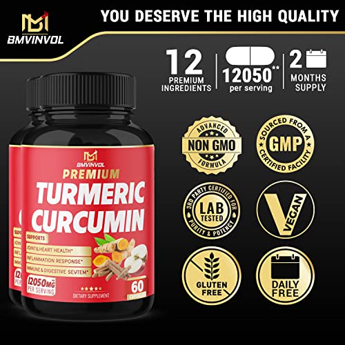 (2 Packs) Premium Turmeric Curcumin Supplement 12050mg with Ginger, Apple Cider Vinegar BMVINVOLBuy Supplements Australia