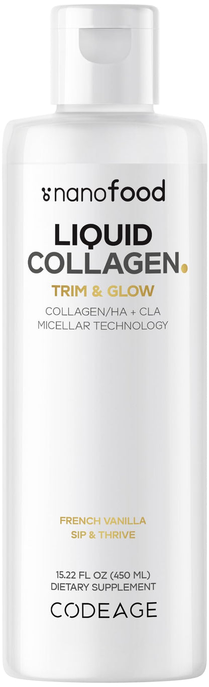 Codeage Liquid Collagen Supplement Vanilla Flavor, Beauty Trim & Glow Liposomal Collagen Peptides, CLA Conjugated Linoleic Acid, Hyaluronic Acid, Vitamin E, Hydrolyzed, Non-GMO, 15.22 fl oz CodeageBuy Supplements Australia