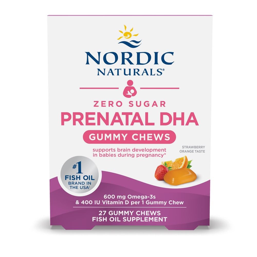 Nordic Naturals Zero Sugar DHA Prenatal Vitamin Gummies, Strawberry Orange Flavor - 27 Gummies - Supplements for Pregnancy - 600 mg Omega-3 Fish Oil and 400 IU Vitamin D3-27 Servings Nordic NaturalsBuy Supplements Australia