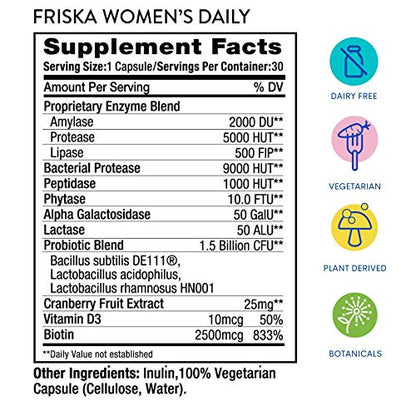 FRISKA Women’s Daily Digestive Enzyme and Probiotics Supplement, Advanced FR!SKABuy Supplements Australia