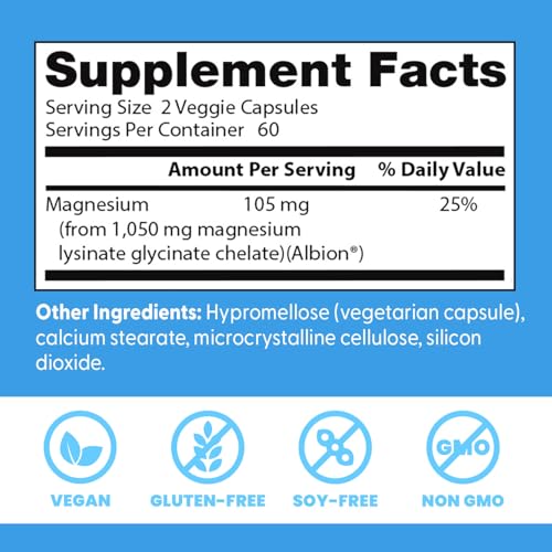 Doctor's Best High Absorption Magnesium Glycinate Lysinate Supplement for Sleep Support - Chelated Magnesium Capsules for Women & Men, 105 mg per Serving, Calm Support, Vegan - 120 Veg Caps Doctor's BESTBuy Supplements Australia