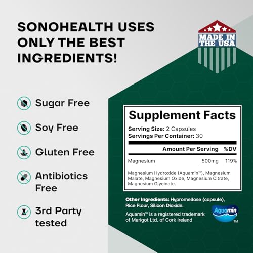Spectrum 5 Magnesium Complex for Women & Men | Patented Aqua-Ionic® 5X Absorption Technology | 500mg Glycinate, Citrate, Malate + 72 Trace Minerals | Deep Sleep, Leg Cramp Relief & Calm | Non-Laxative SonoHealthBuy Supplements Australia
