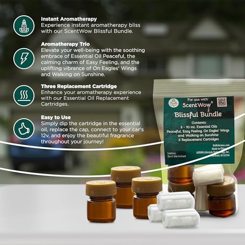 ScentWow® Aromatherapy Car Diffuser Refill Essential Oil Bundle with Three Refill Pads and 10ml Bottles Belle AromaBuy Supplements Australia