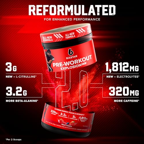 Six Star Pre-Workout Explosion 2.0 Fruit Punch - Pre-Workout Powder, Explosive Energy Six StarBuy Supplements Australia