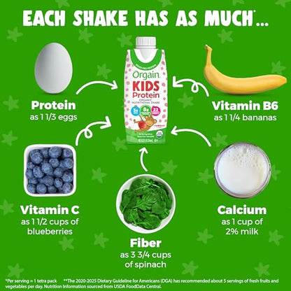 Orgain Organic Kids Nutritional Protein Shake, Strawberry - Kids Snacks with 8g Dairy OrgainBuy Supplements Australia