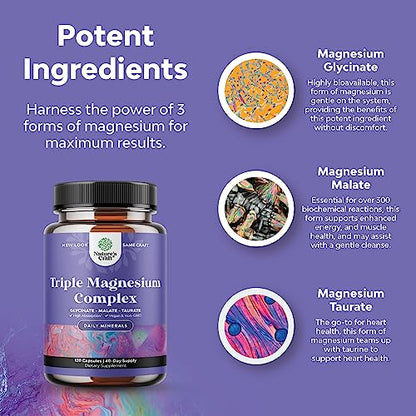 Triple Magnesium Complex Supplement 400mg Elemental - High Absorption Magnesium Natures CraftBuy Supplements Australia