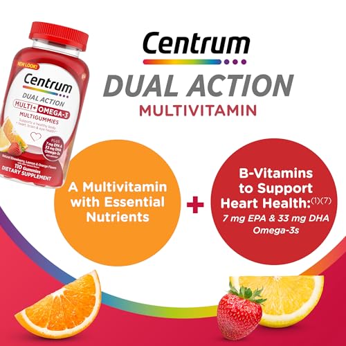 Centrum MultiGummies Multi+ Omega 3 Dual Action, Adult Multivitamin, Multivitamin/Multimineral/Omega 3 CentrumBuy Supplements Australia